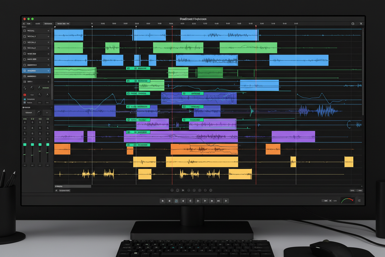 podcast editing complicated timeline